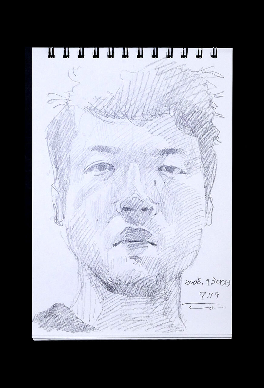 Contemporary artist SHINTAKU Tomoni's 2008/9/30 Self-portrait or pencil drawing