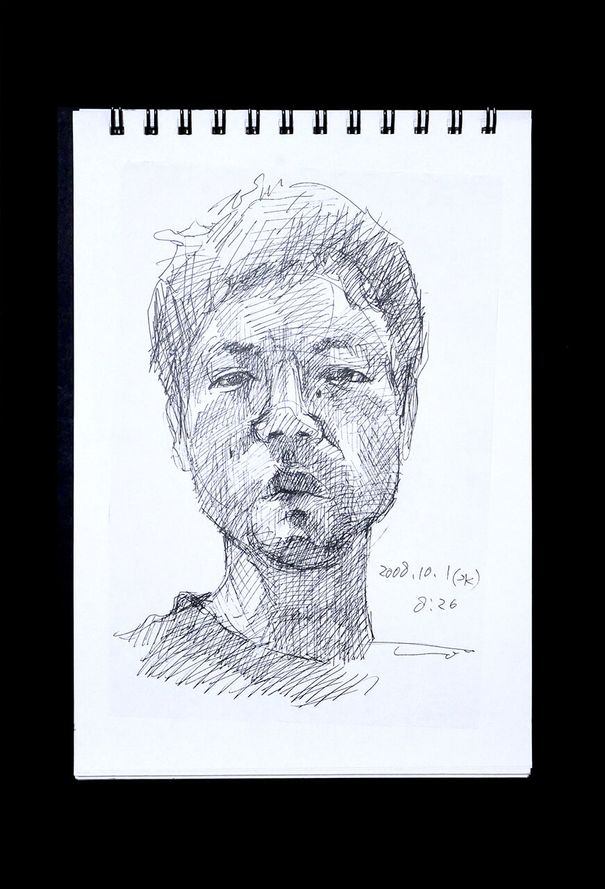 Contemporary artist SHINTAKU Tomoni's 2008/10/1 Self-portrait or pencil drawing