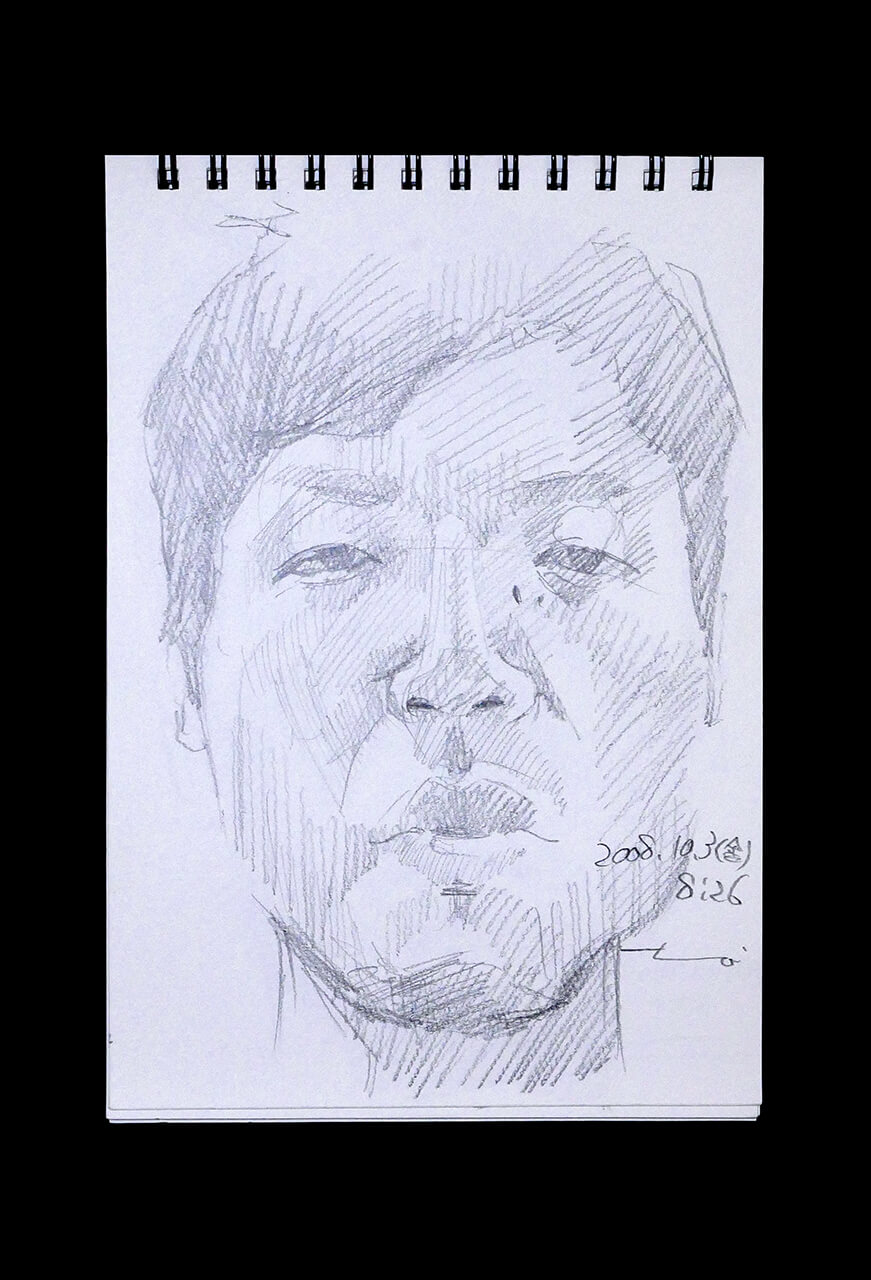 Contemporary artist SHINTAKU Tomoni's 2008/10/3 Self-portrait or pencil drawing