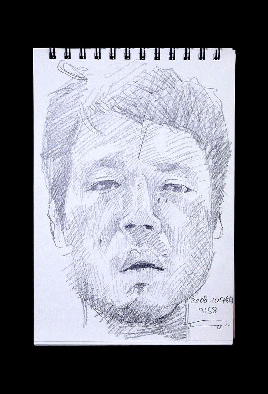 Contemporary artist SHINTAKU Tomoni's 2008/10/4 Self-portrait or pencil drawing