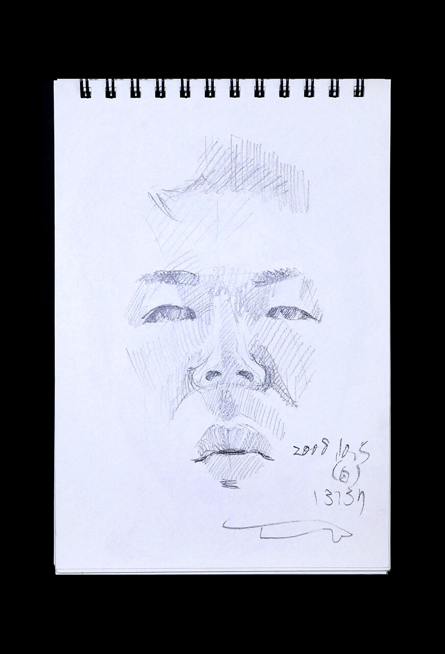 Contemporary artist SHINTAKU Tomoni's 2008/10/5 Self-portrait or pencil drawing