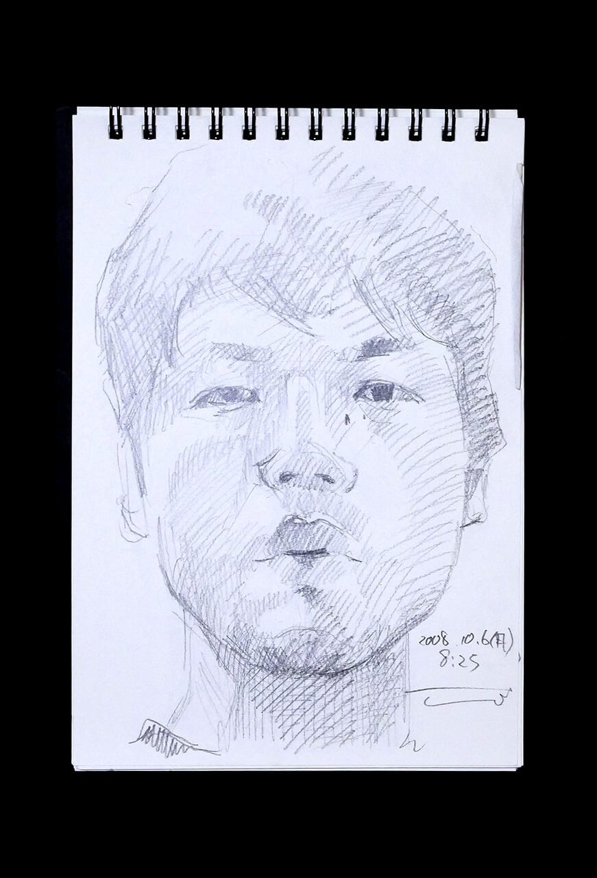 Contemporary artist SHINTAKU Tomoni's 2008/10/6 Self-portrait or pencil drawing