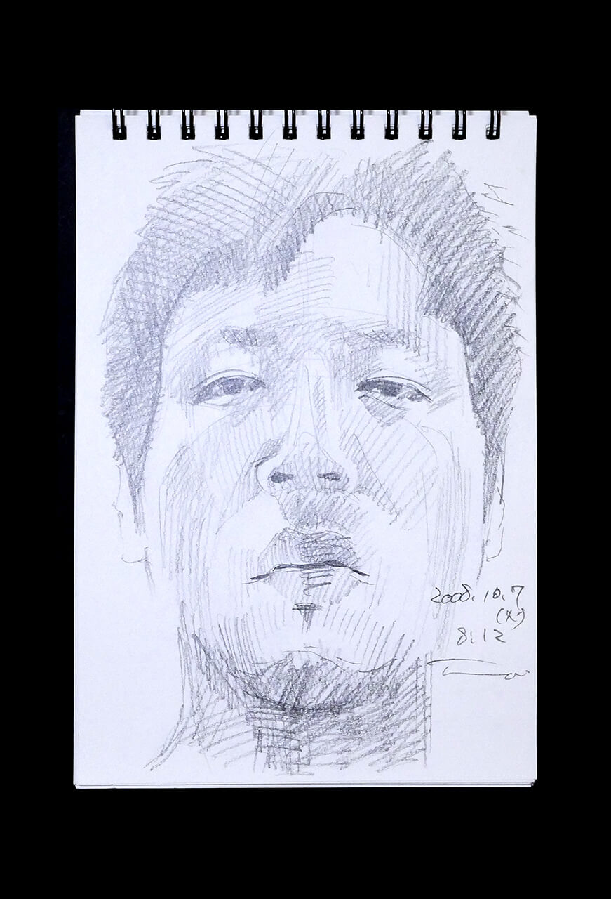 Contemporary artist SHINTAKU Tomoni's 2008/10/7 Self-portrait or pencil drawing