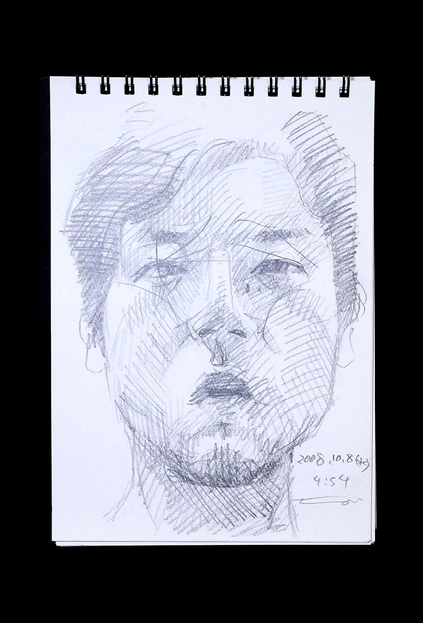 Contemporary artist SHINTAKU Tomoni's 2008/10/8 Self-portrait or pencil drawing