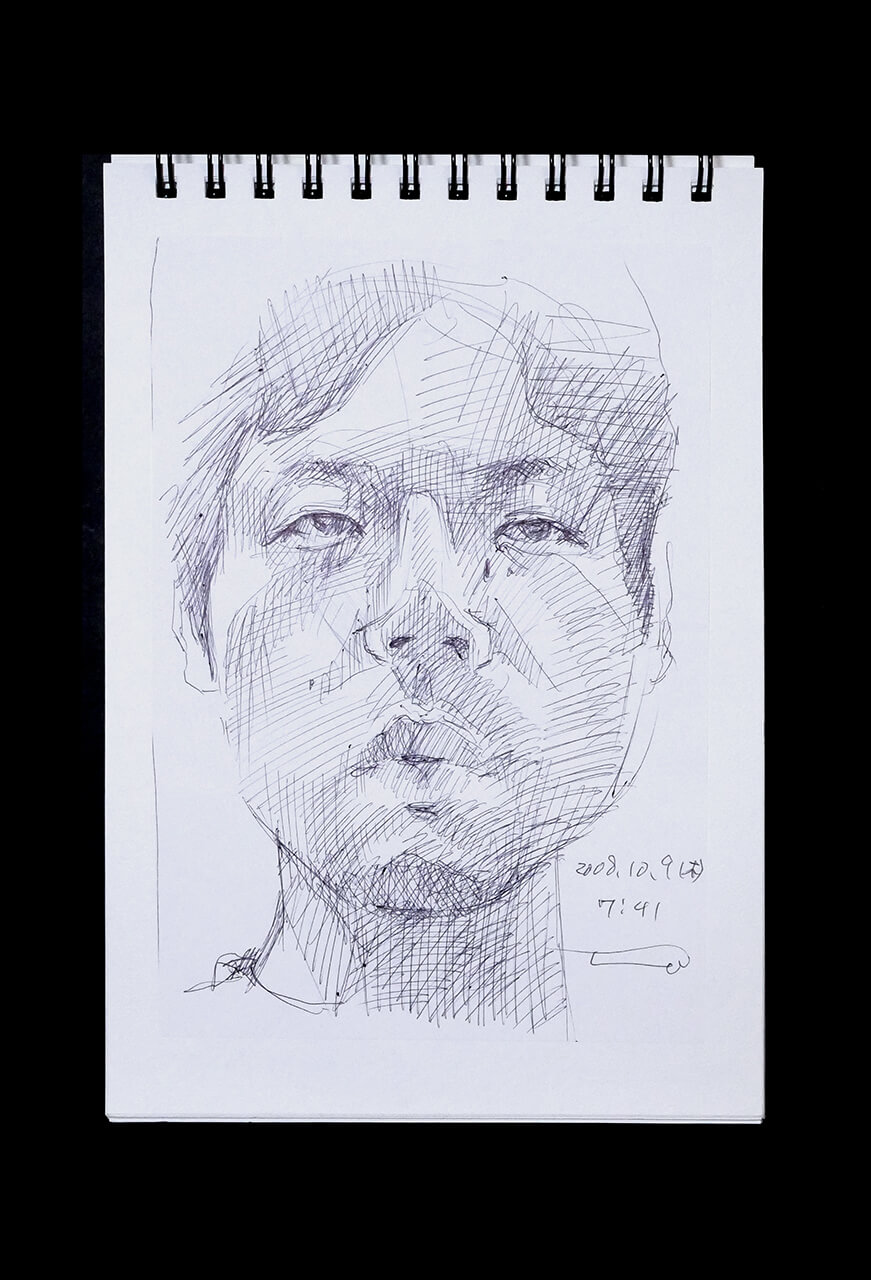 Contemporary artist SHINTAKU Tomoni's 2008/10/9 Self-portrait or pencil drawing