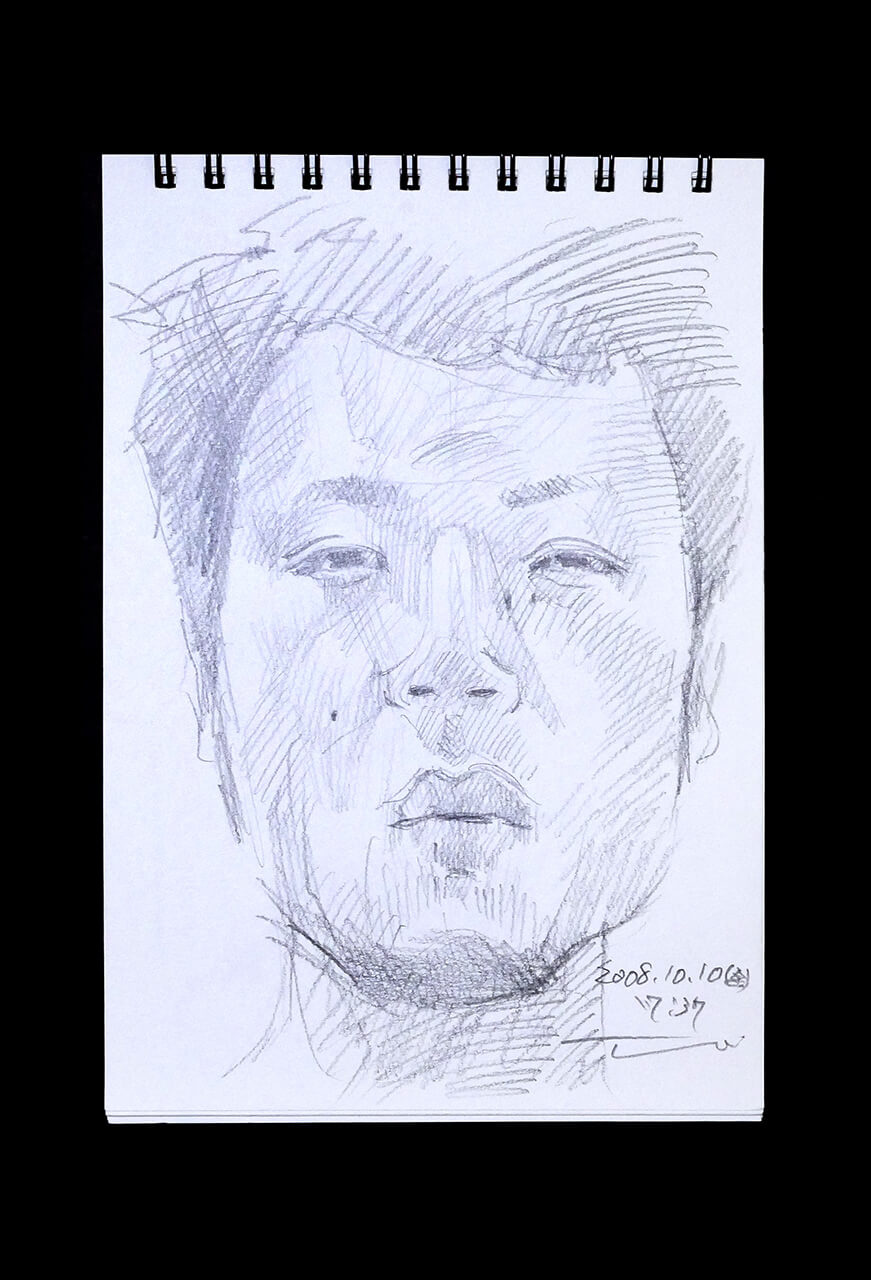 Contemporary artist SHINTAKU Tomoni's 2008/10/10 Self-portrait or pencil drawing