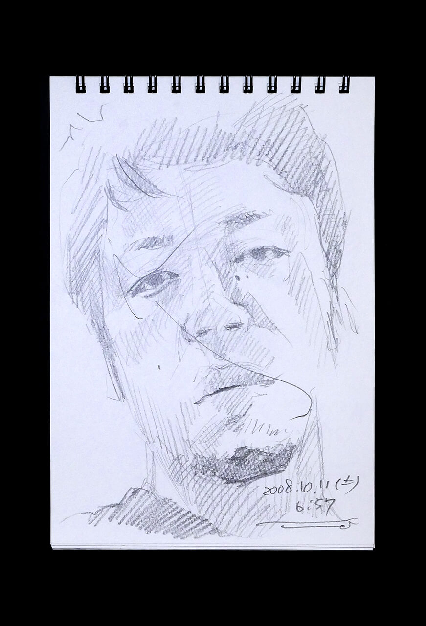 Contemporary artist SHINTAKU Tomoni's 2008/10/11 Self-portrait or pencil drawing
