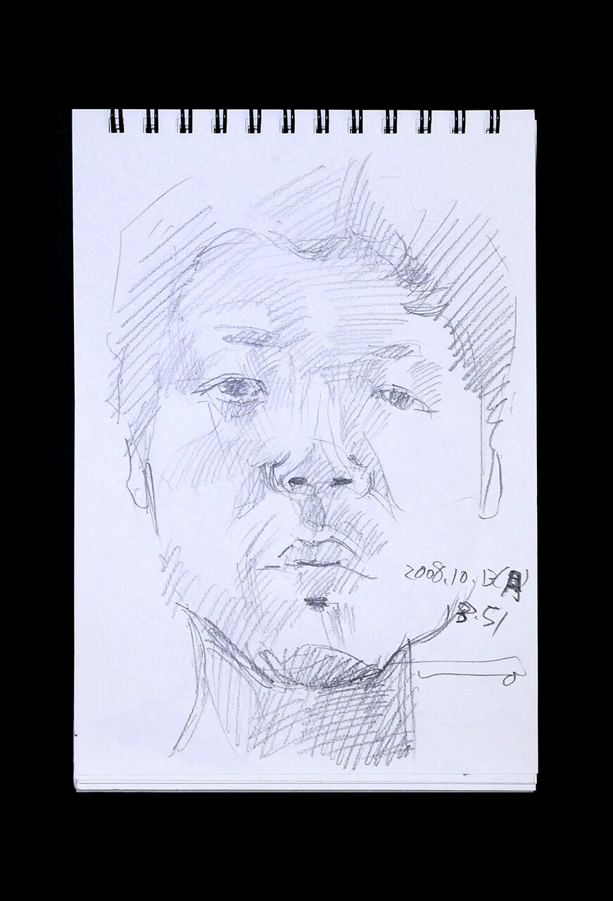 Contemporary artist SHINTAKU Tomoni's 2008/10/13 Self-portrait or pencil drawing