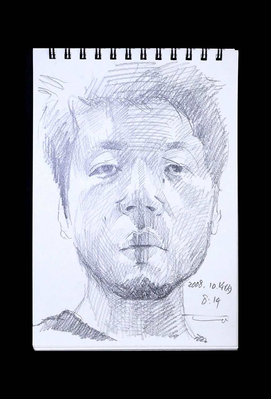 Contemporary artist SHINTAKU Tomoni's 2008/10/14 Self-portrait or pencil drawing