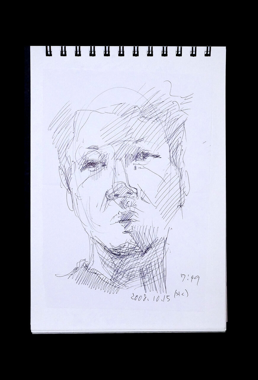 Contemporary artist SHINTAKU Tomoni's 2008/10/15 Self-portrait or pencil drawing