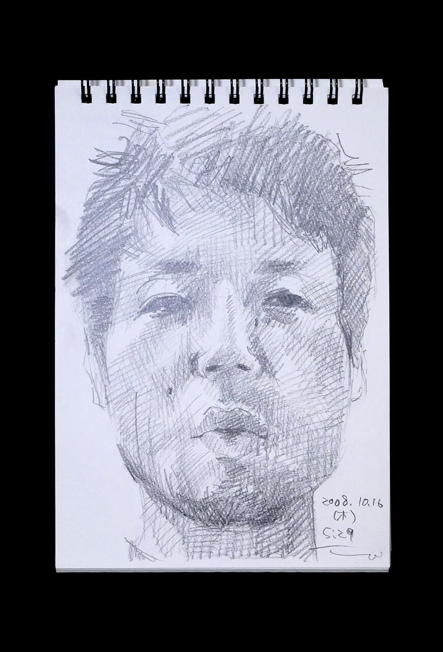 Contemporary artist SHINTAKU Tomoni's 2008/10/16 Self-portrait or pencil drawing