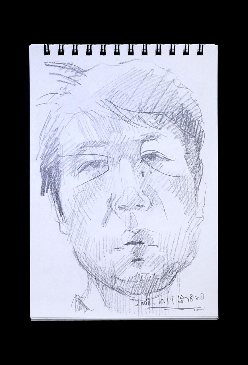 Contemporary artist SHINTAKU Tomoni's 2008/10/17 Self-portrait or pencil drawing