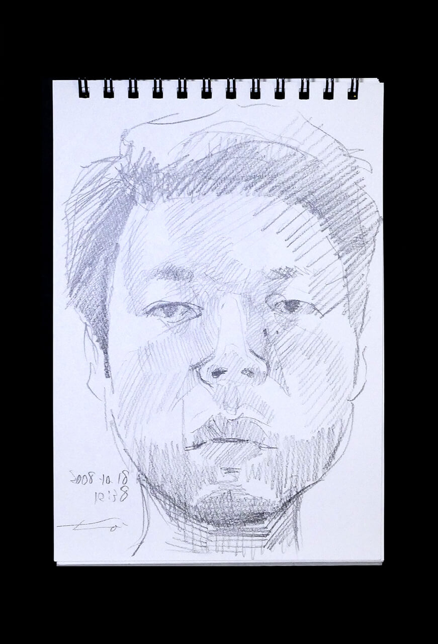 Contemporary artist SHINTAKU Tomoni's 2008/10/18 Self-portrait or pencil drawing