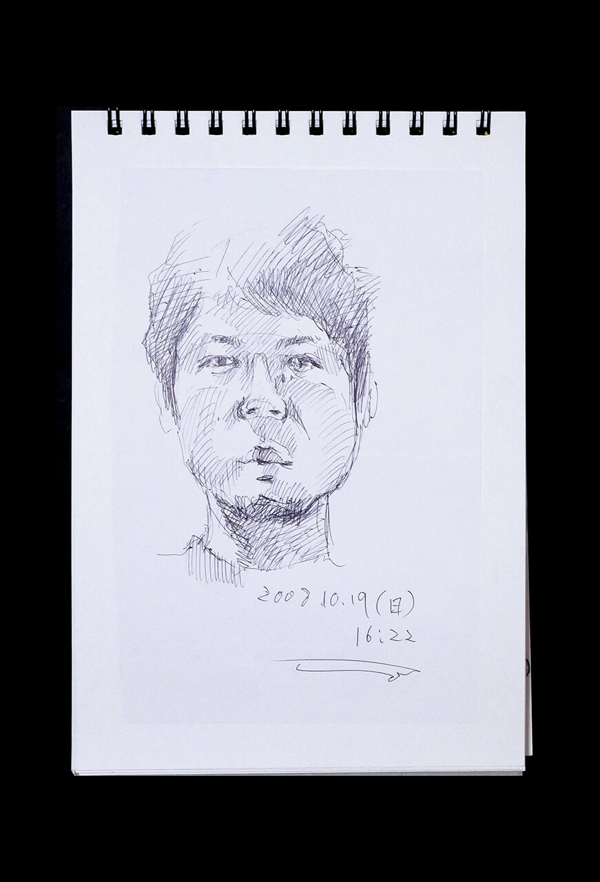 Contemporary artist SHINTAKU Tomoni's 2008/10/19 Self-portrait or pencil drawing