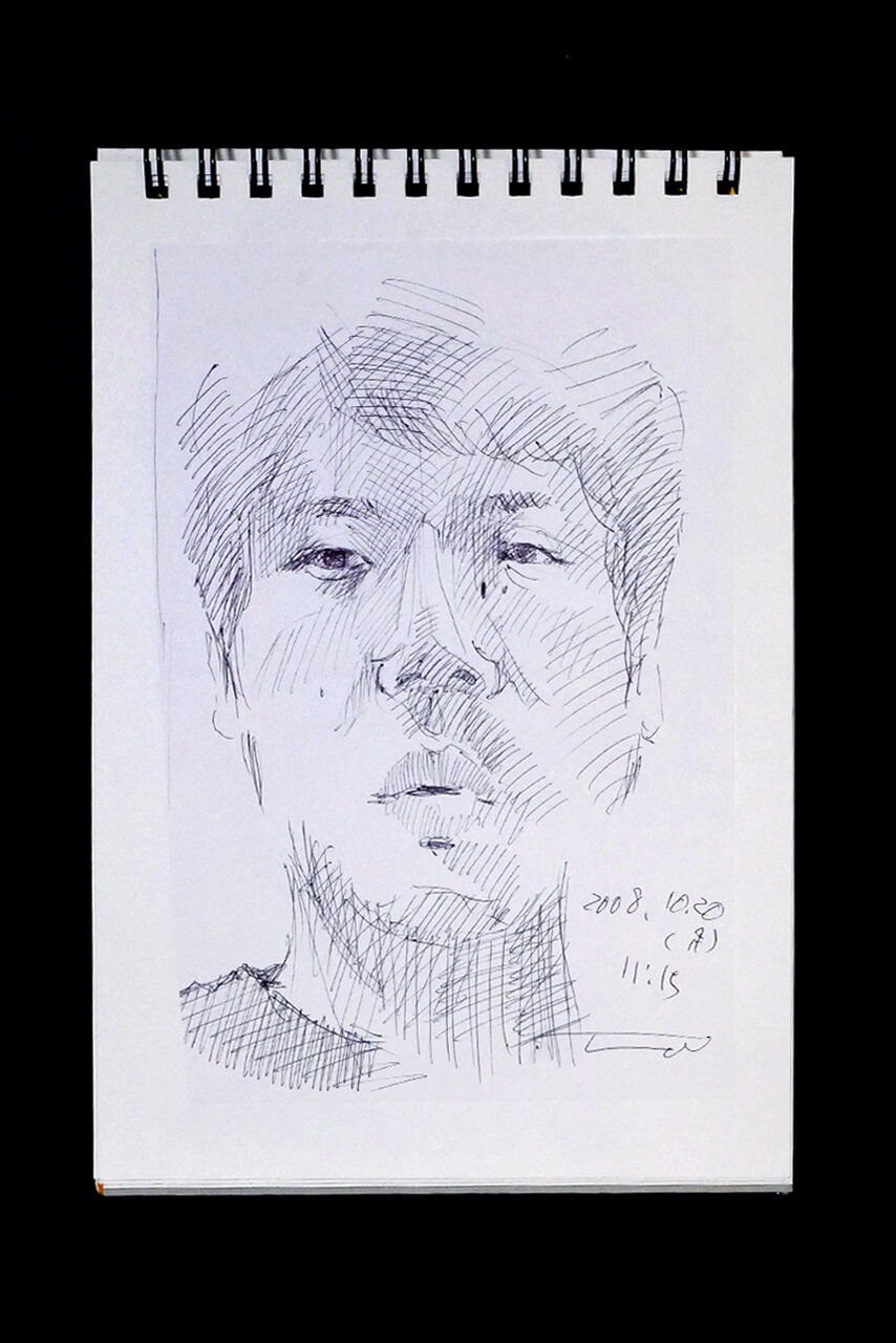 Contemporary artist SHINTAKU Tomoni's 2008/10/20 Self-portrait or pencil drawing