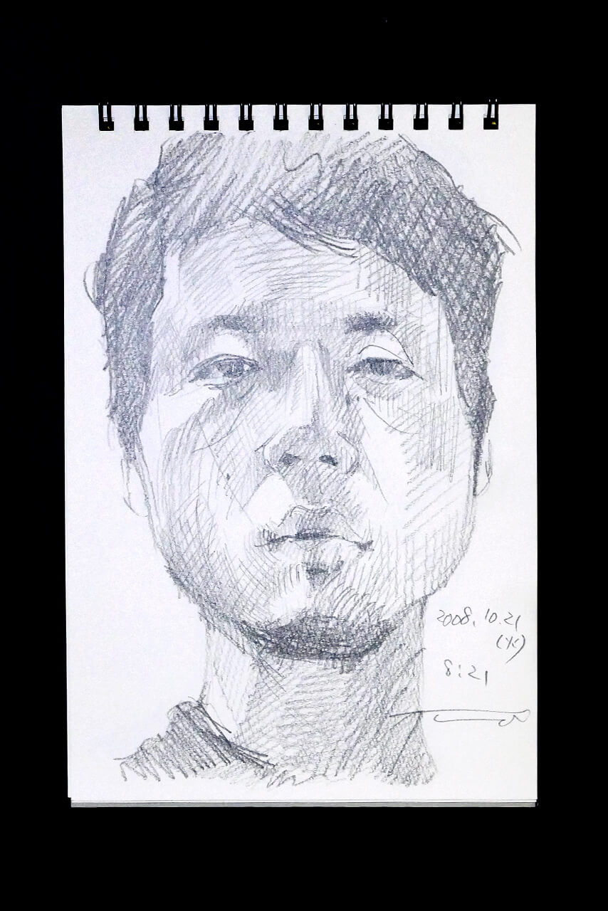 Contemporary artist SHINTAKU Tomoni's 2008/10/21 Self-portrait or pencil drawing