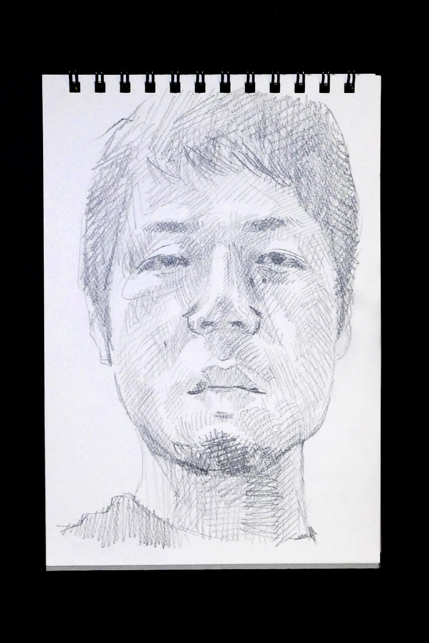 Contemporary artist SHINTAKU Tomoni's 2008/10/22 Self-portrait or pencil drawing