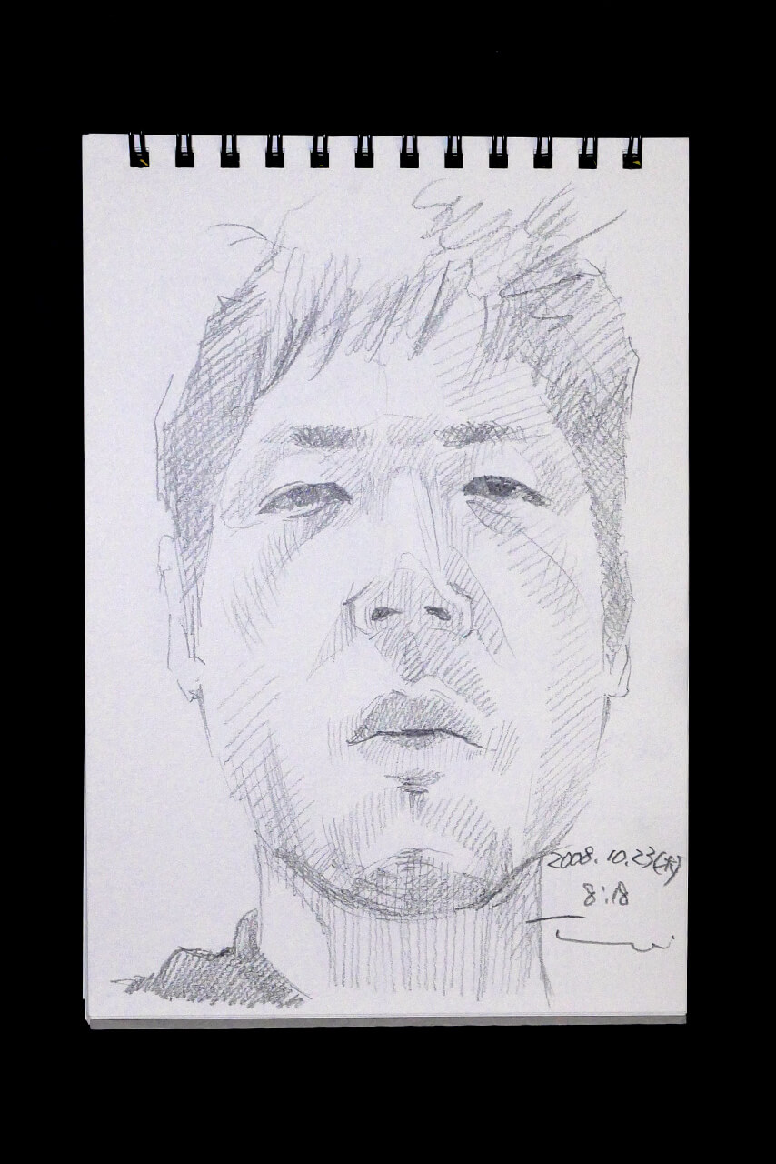 Contemporary artist SHINTAKU Tomoni's 2008/10/23 Self-portrait or pencil drawing