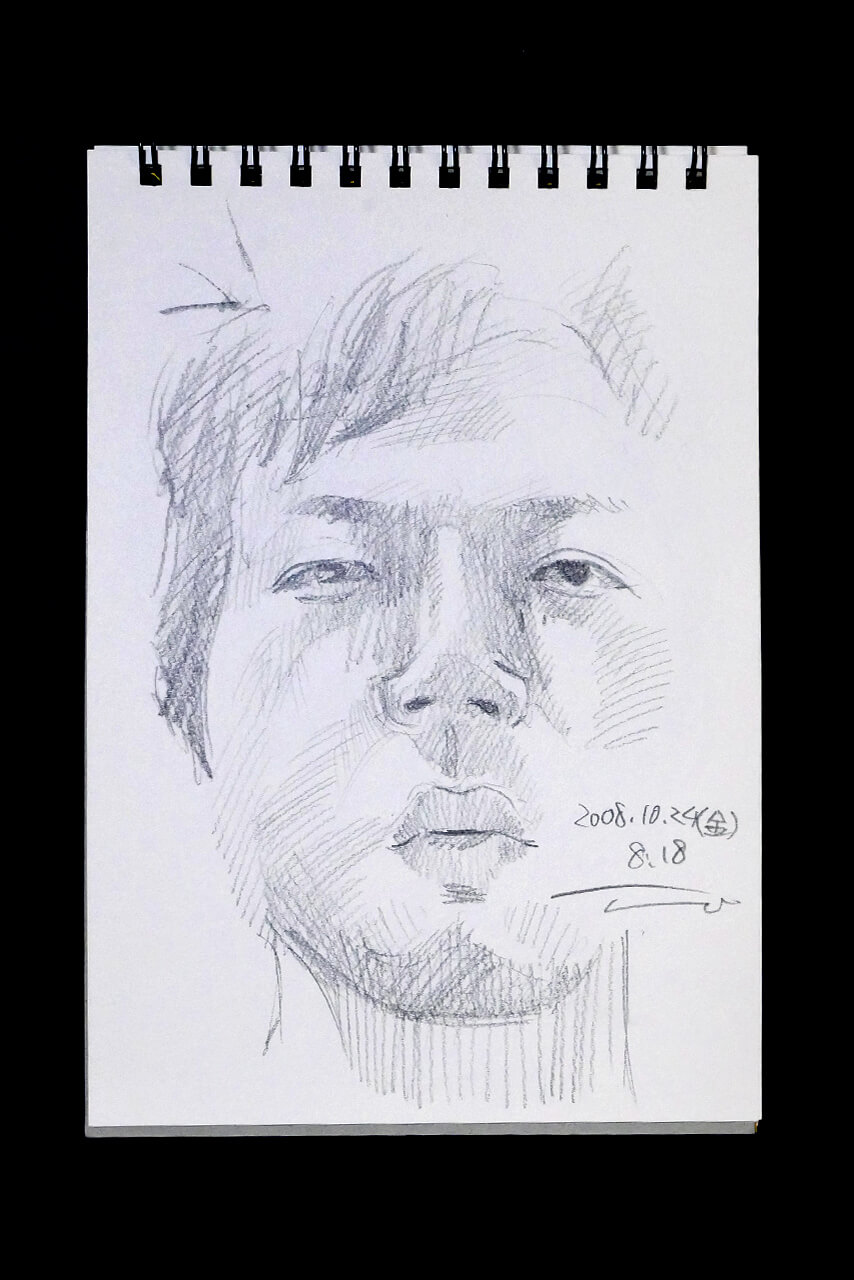 Contemporary artist SHINTAKU Tomoni's 2008/10/24 Self-portrait or pencil drawing