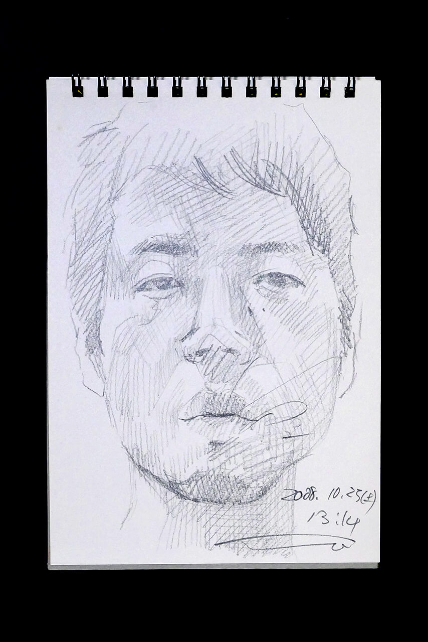 Contemporary artist SHINTAKU Tomoni's 2008/10/25 Self-portrait or pencil drawing