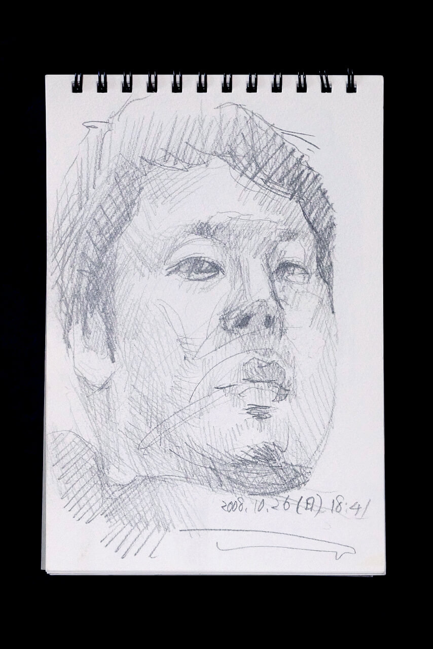 Contemporary artist SHINTAKU Tomoni's 2008/10/26 Self-portrait or pencil drawing
