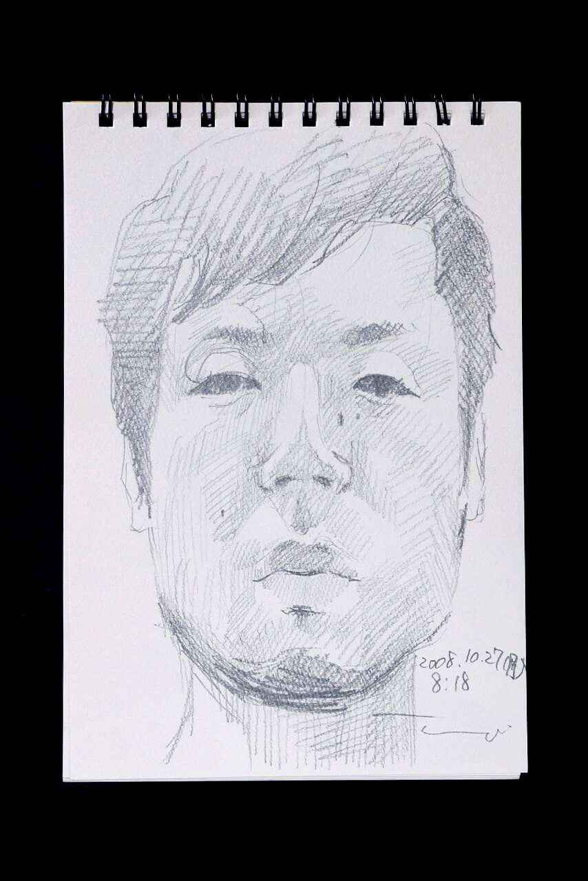Contemporary artist SHINTAKU Tomoni's 2008/10/27 Self-portrait or pencil drawing