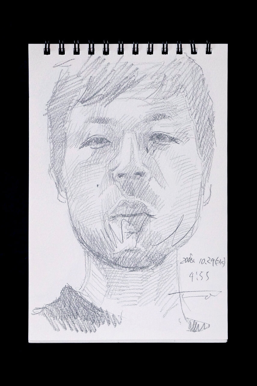 Contemporary artist SHINTAKU Tomoni's 2008/10/29 Self-portrait or pencil drawing