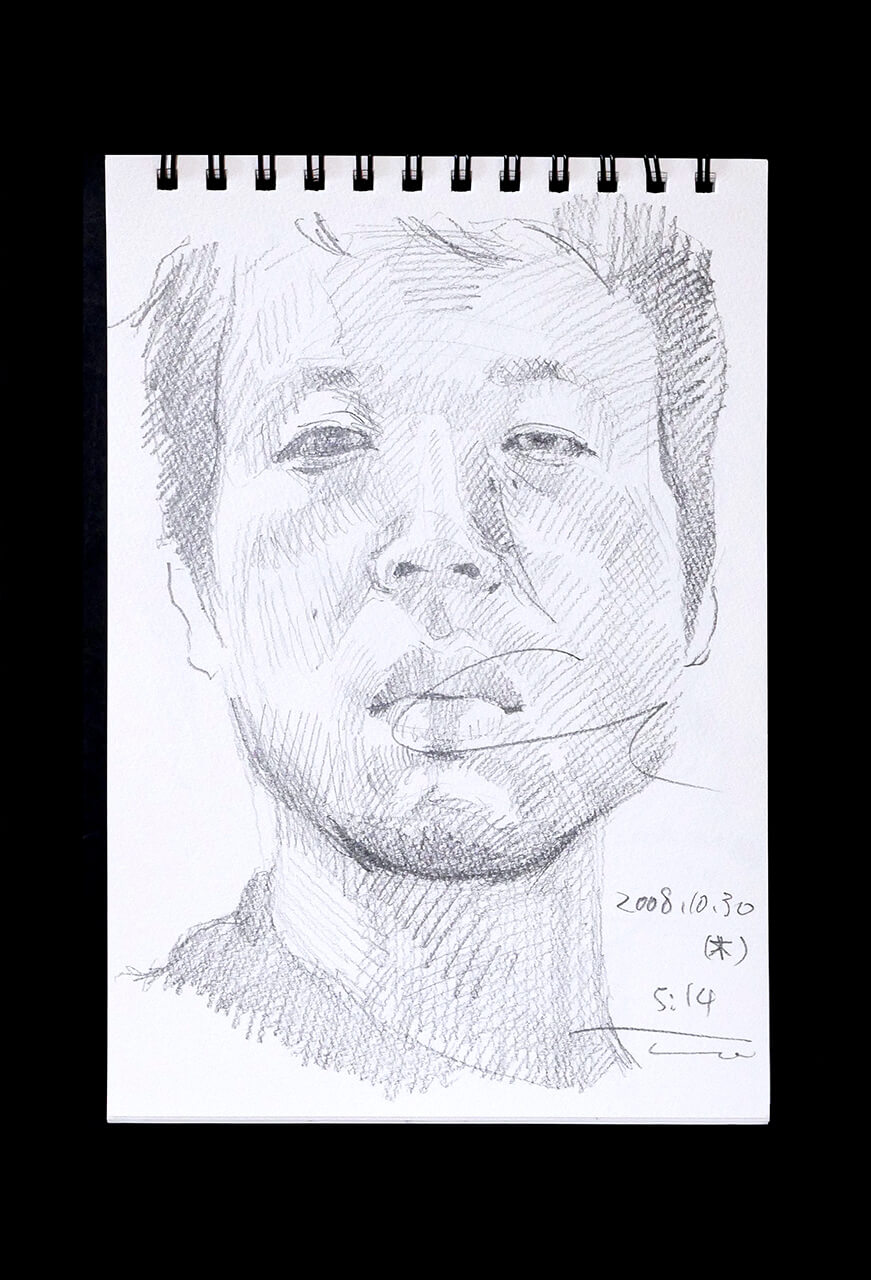 Contemporary artist SHINTAKU Tomoni's 2008/10/30 Self-portrait or pencil drawing