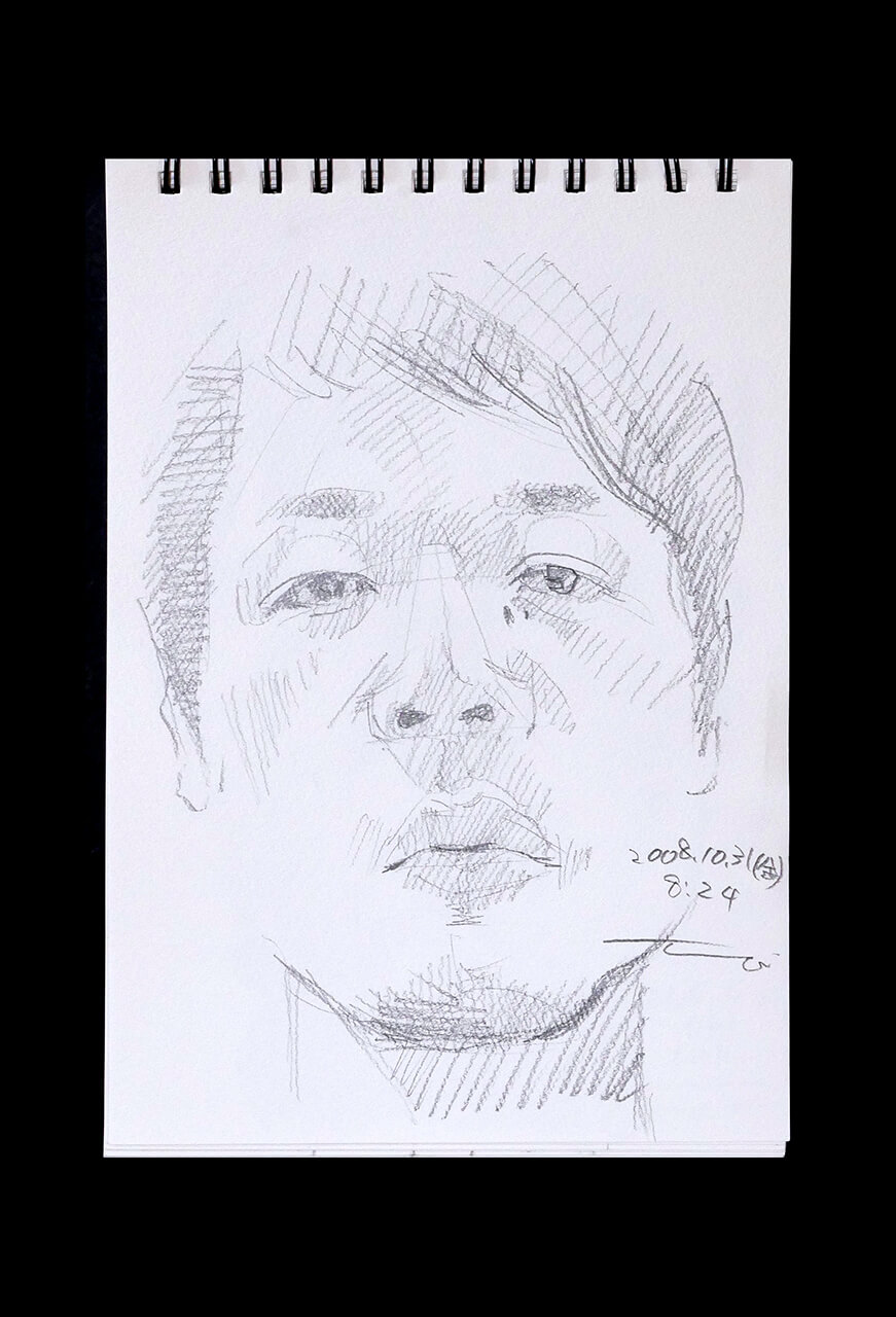 Contemporary artist SHINTAKU Tomoni's 2008/10/31 Self-portrait or pencil drawing