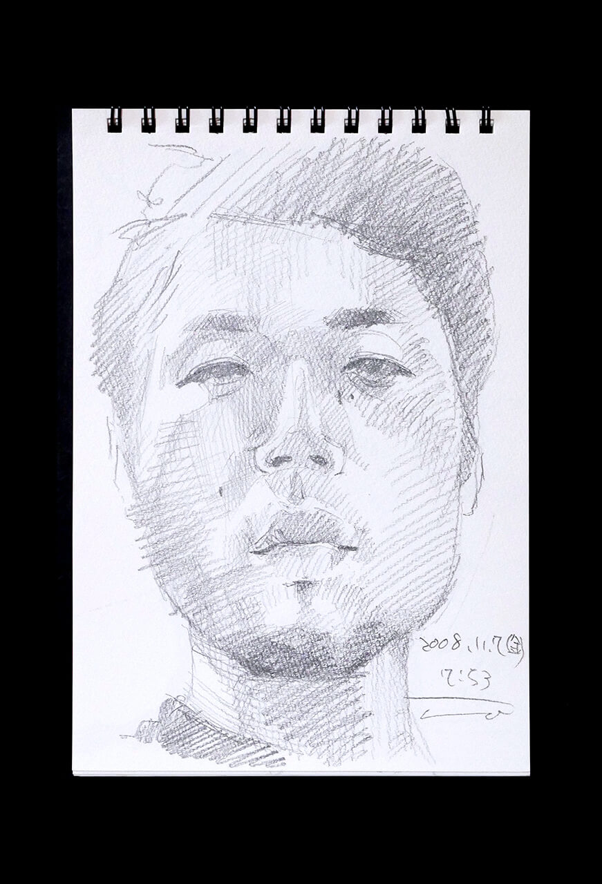 Contemporary artist SHINTAKU Tomoni's 2008/11/7 Self-portrait or pencil drawing