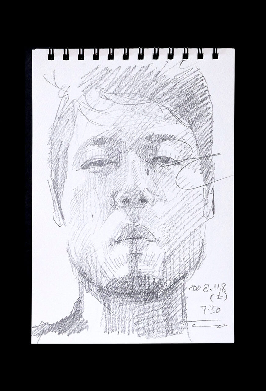 Contemporary artist SHINTAKU Tomoni's 2008/11/8 Self-portrait or pencil drawing