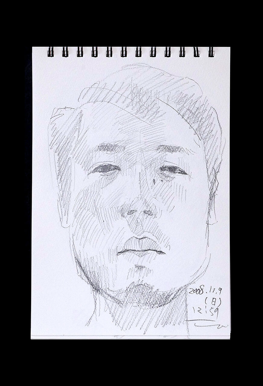 Contemporary artist SHINTAKU Tomoni's 2008/11/9 Self-portrait or pencil drawing