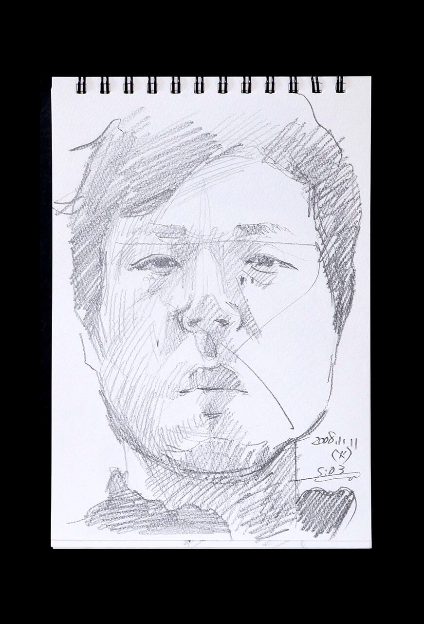 Contemporary artist SHINTAKU Tomoni's 2008/11/11 Self-portrait or pencil drawing