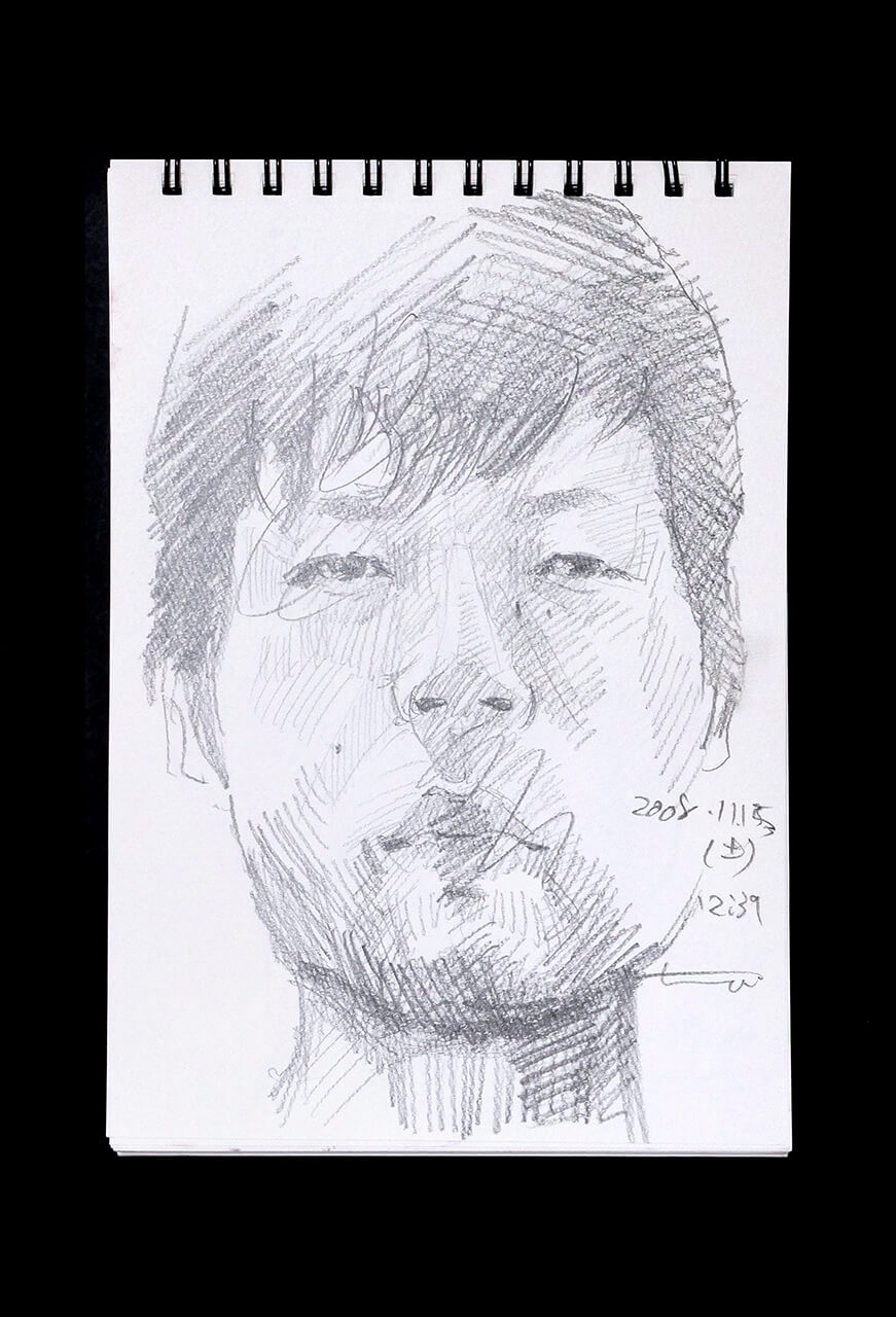 Contemporary artist SHINTAKU Tomoni's 2008/11/15 Self-portrait or pencil drawing