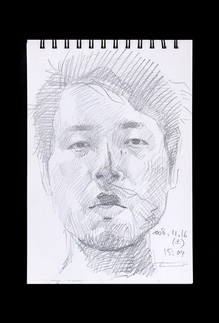 Contemporary artist SHINTAKU Tomoni's 2008/11/16 Self-portrait or pencil drawing