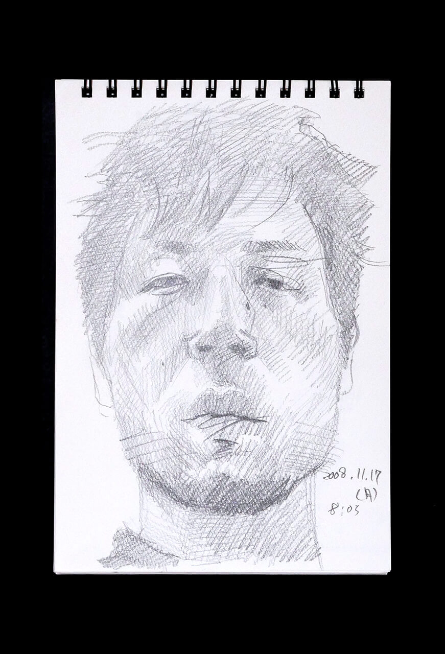 Contemporary artist SHINTAKU Tomoni's 2008/11/17 Self-portrait or pencil drawing