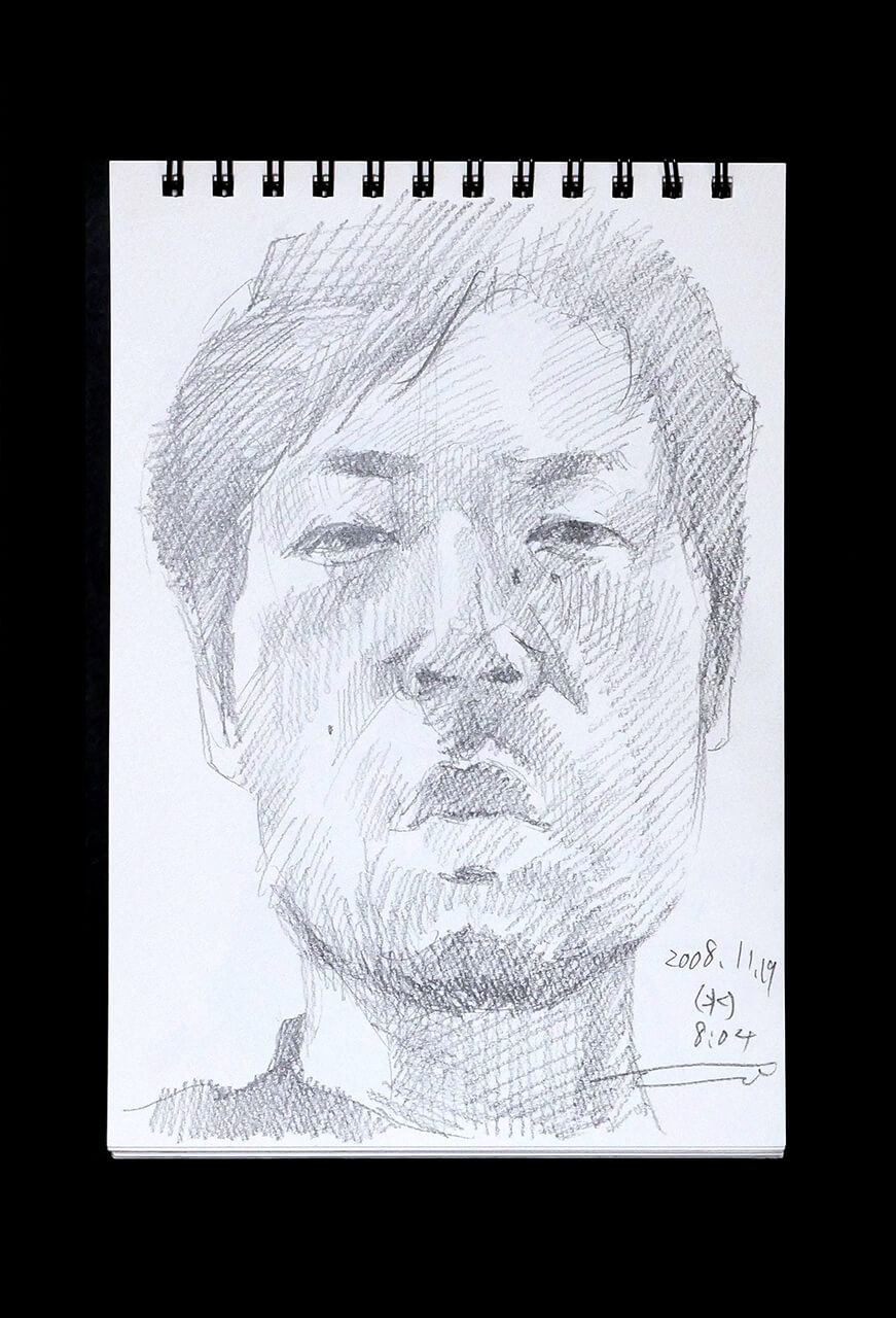 Contemporary artist SHINTAKU Tomoni's 2008/11/19 Self-portrait or pencil drawing