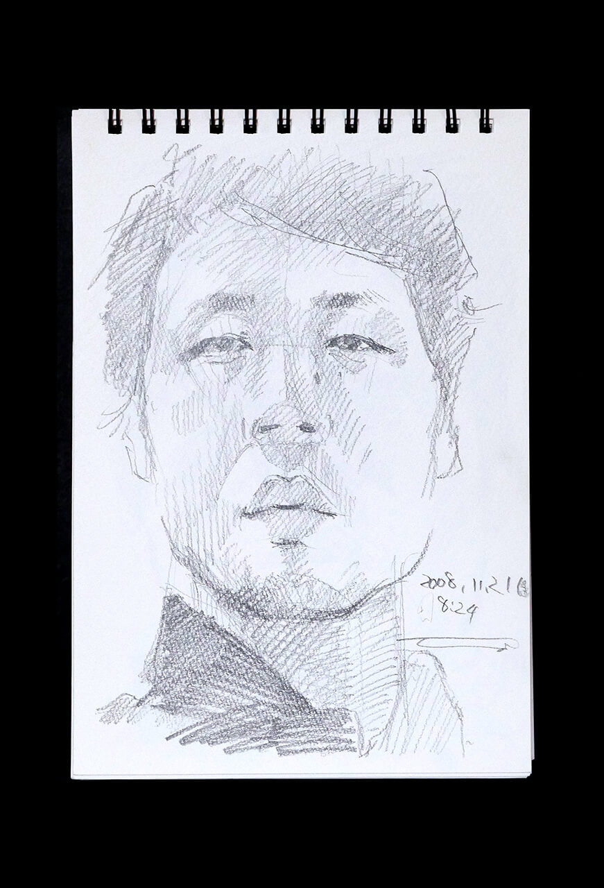 Contemporary artist SHINTAKU Tomoni's 2008/11/21 Self-portrait or pencil drawing