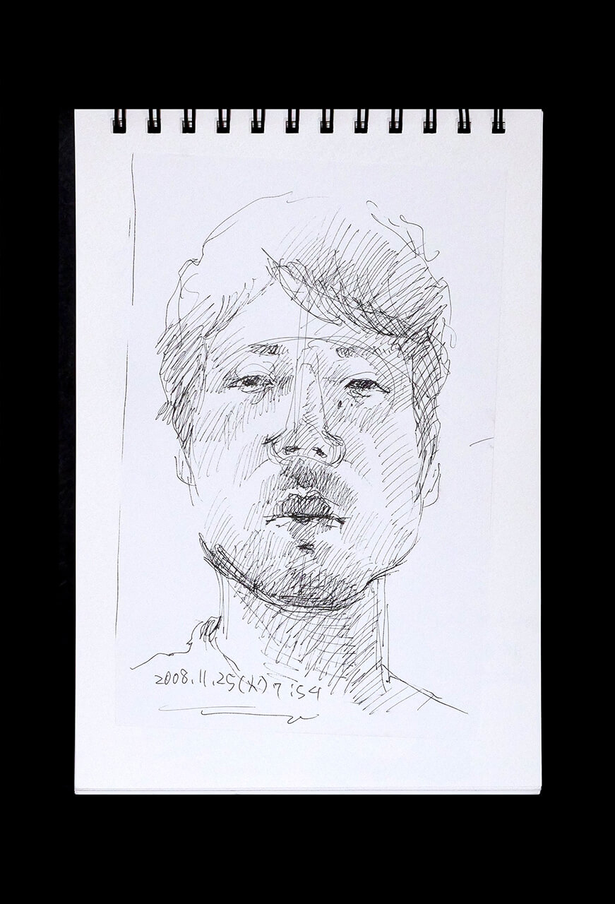Contemporary artist SHINTAKU Tomoni's 2008/11/25 Self-portrait or pencil drawing