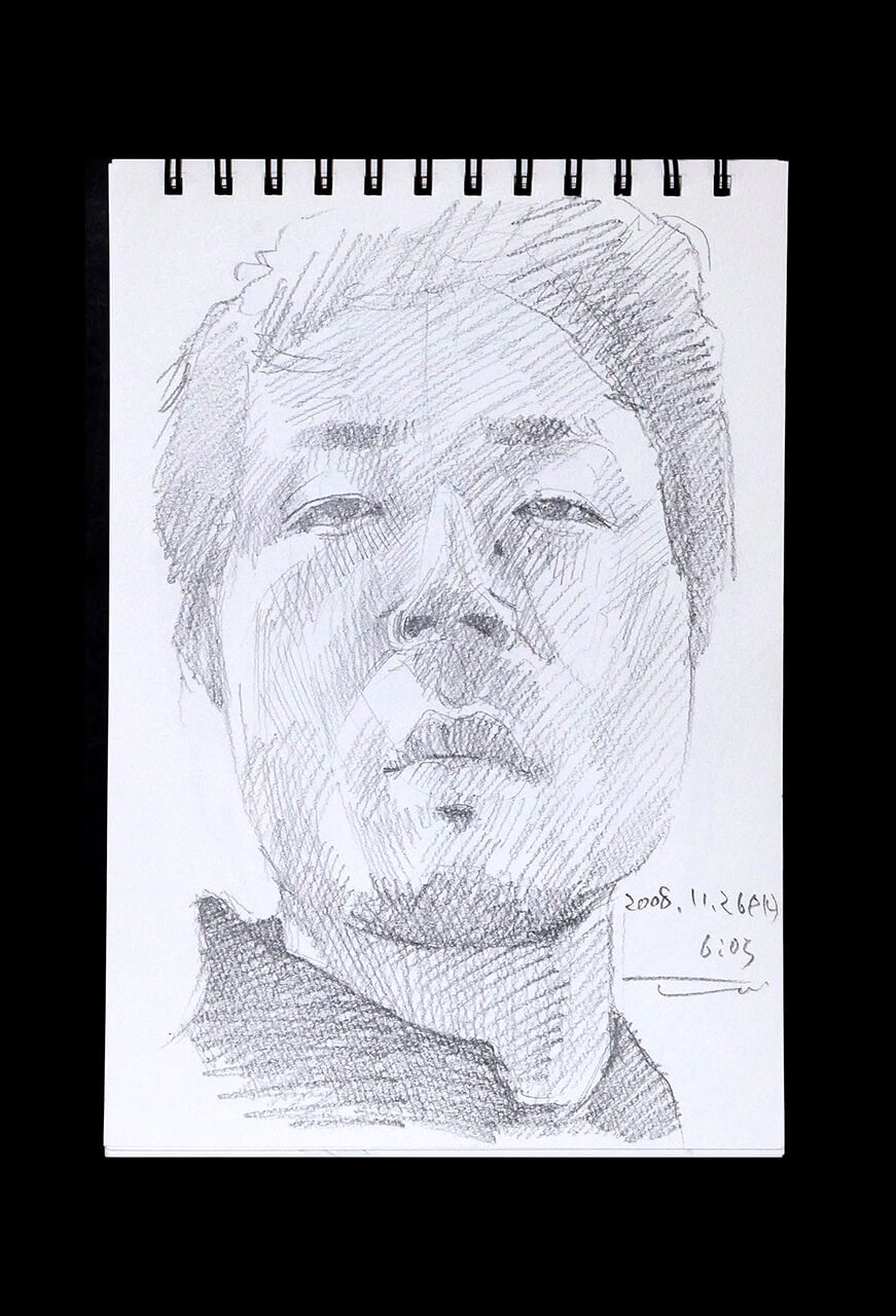 Contemporary artist SHINTAKU Tomoni's 2008/11/26 Self-portrait or pencil drawing