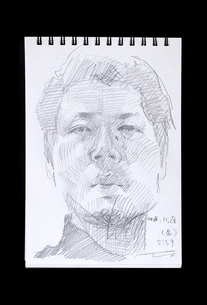 Contemporary artist SHINTAKU Tomoni's 2008/11/28 Self-portrait or pencil drawing