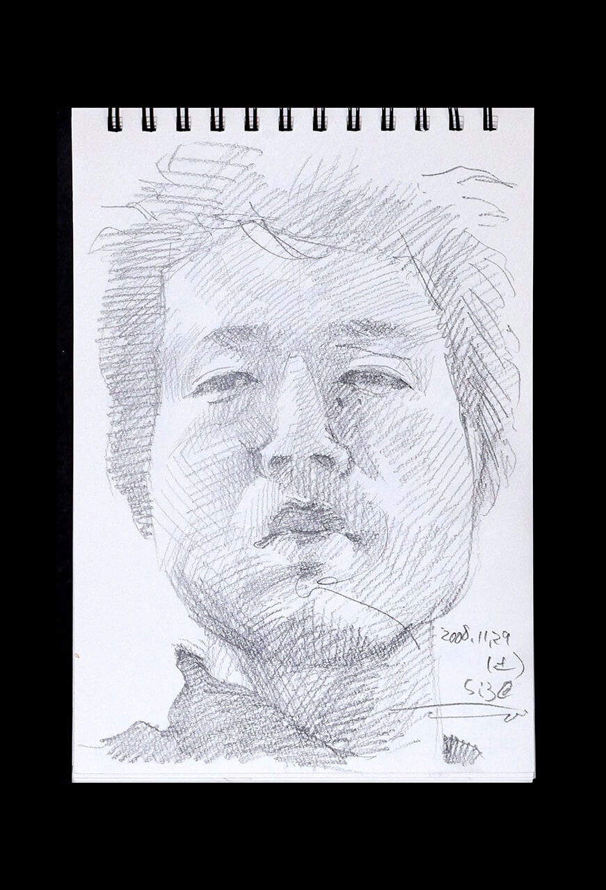 Contemporary artist SHINTAKU Tomoni's 2008/11/29 Self-portrait or pencil drawing
