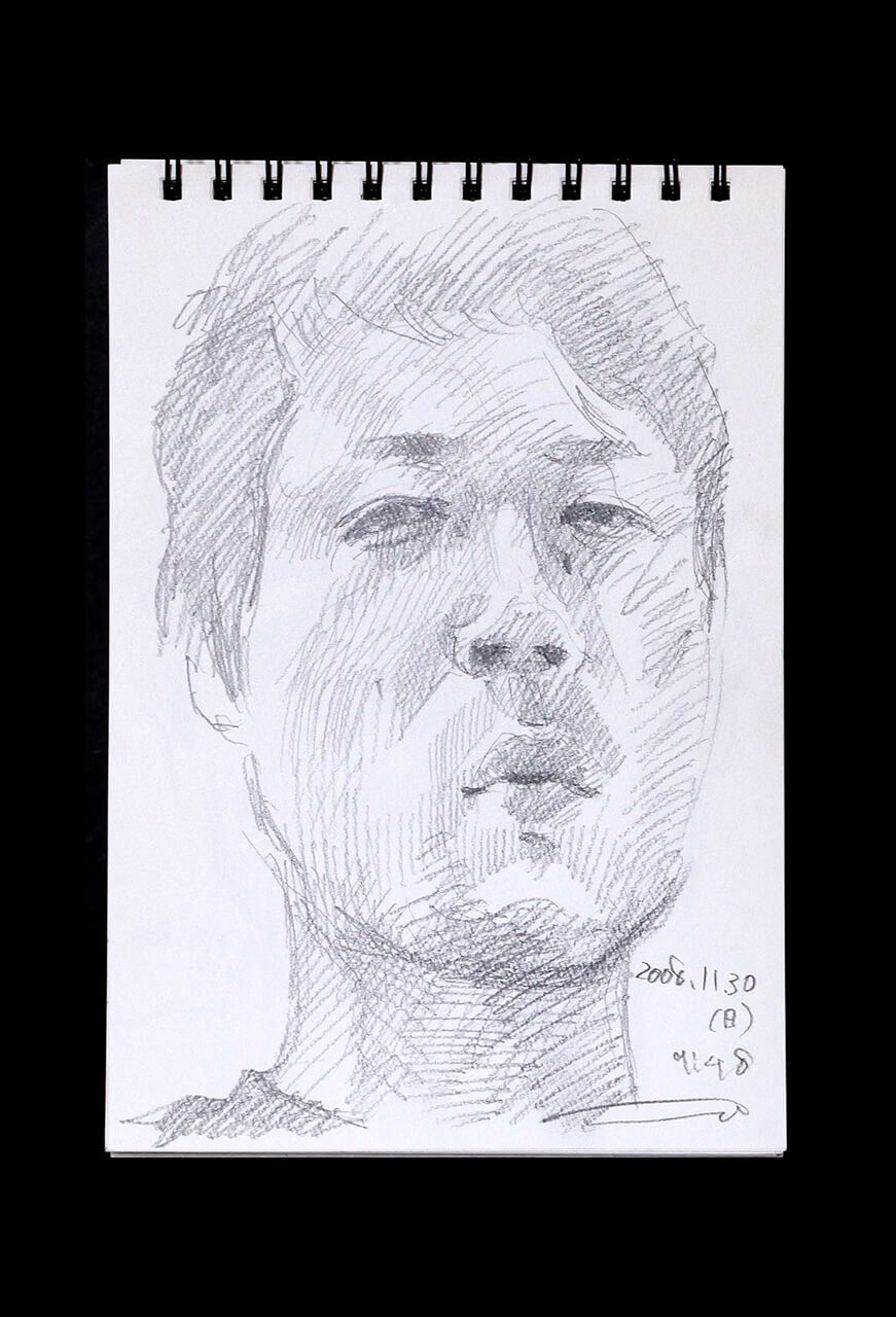Contemporary artist SHINTAKU Tomoni's 2008/11/30 Self-portrait or pencil drawing