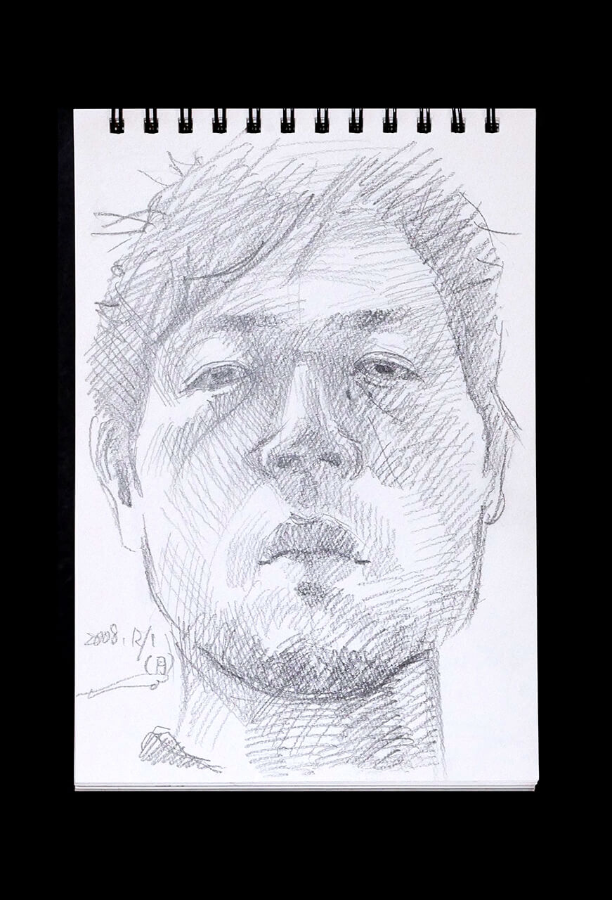 Contemporary artist SHINTAKU Tomoni's 2008/12/1 Self-portrait or pencil drawing
