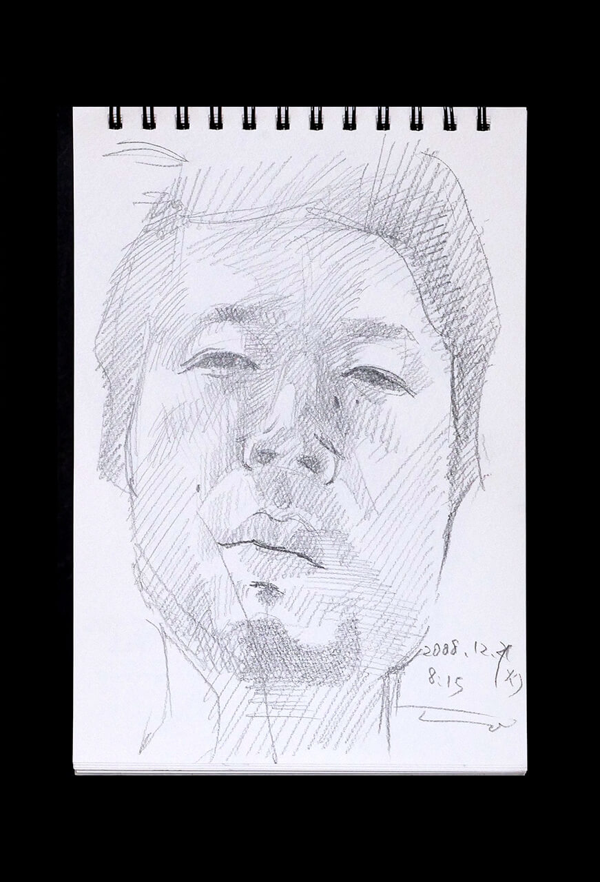 Contemporary artist SHINTAKU Tomoni's 2008/12/2 Self-portrait or pencil drawing