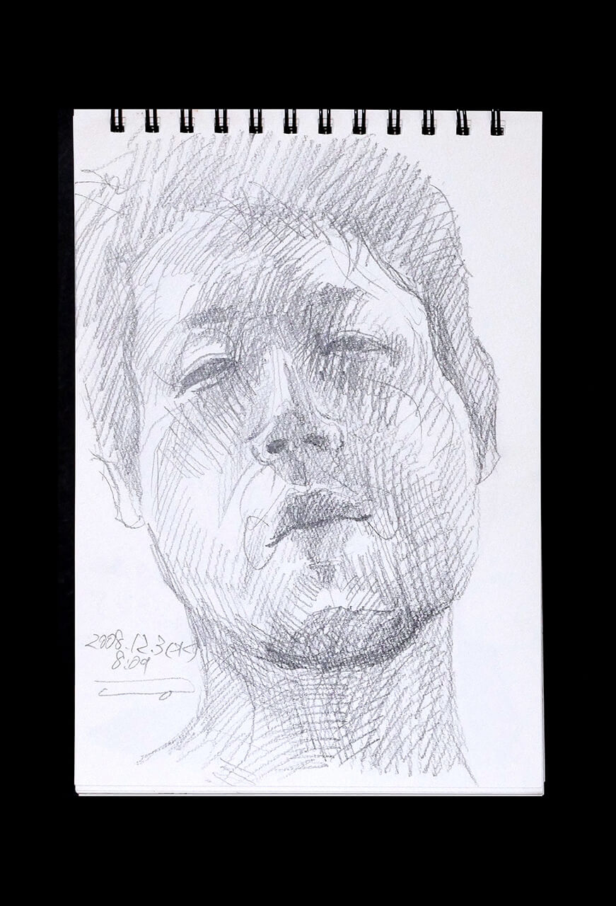 Contemporary artist SHINTAKU Tomoni's 2008/12/3 Self-portrait or pencil drawing