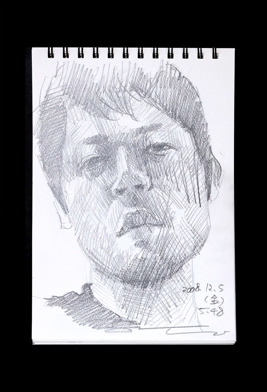 Contemporary artist SHINTAKU Tomoni's 2008/12/5 Self-portrait or pencil drawing