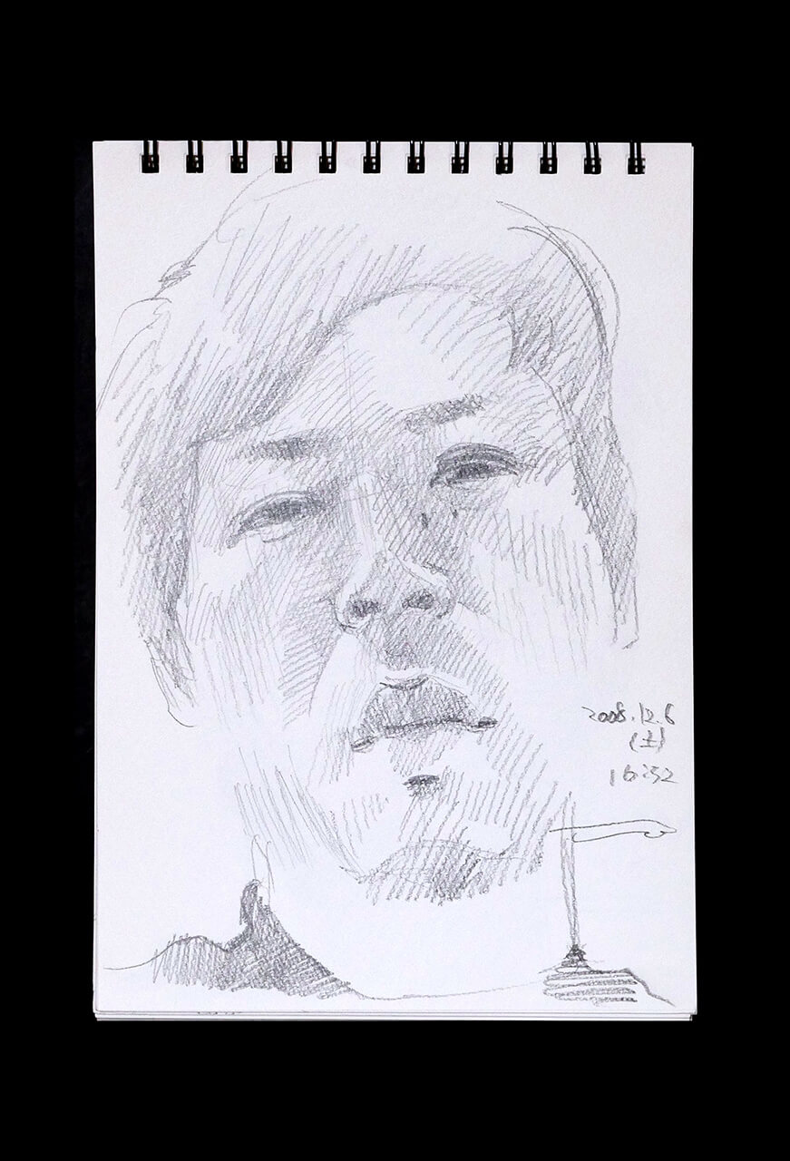 Contemporary artist SHINTAKU Tomoni's 2008/12/6 Self-portrait or pencil drawing