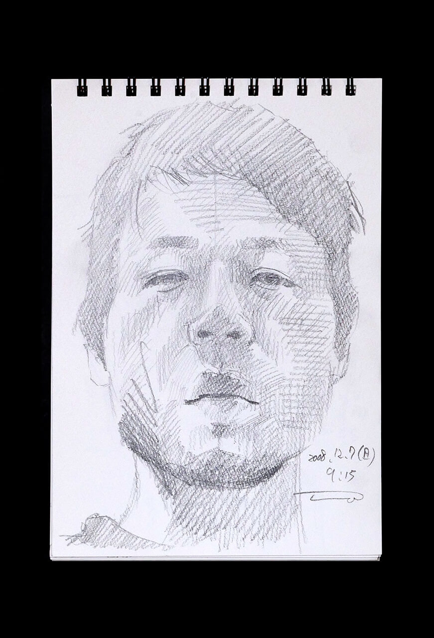 Contemporary artist SHINTAKU Tomoni's 2008/12/7 Self-portrait or pencil drawing