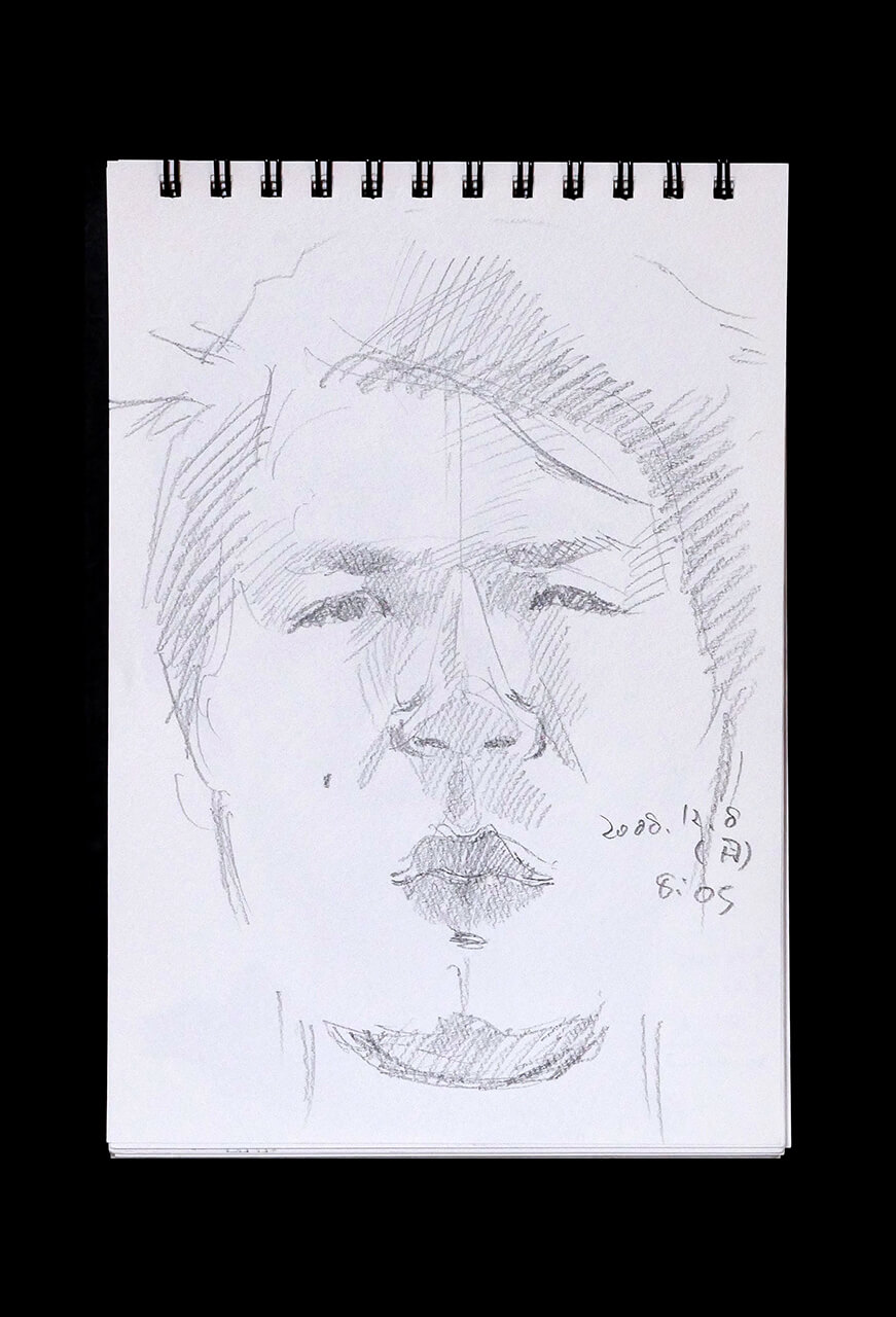 Contemporary artist SHINTAKU Tomoni's 2008/12/8 Self-portrait or pencil drawing